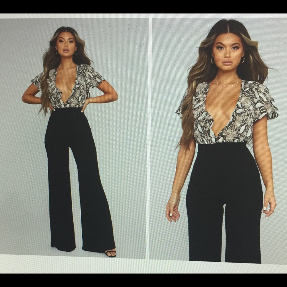 Print & black jumpsuit